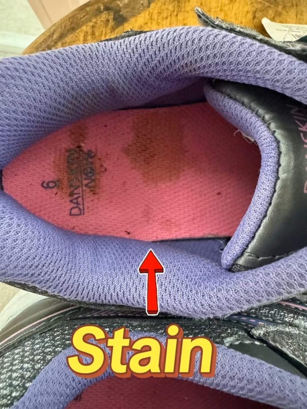 Danskin Now Girls Athletic Shoes Size 6 Gray Pink Sparkle Sneakers NWT W/Stain - Picture 4 of 11